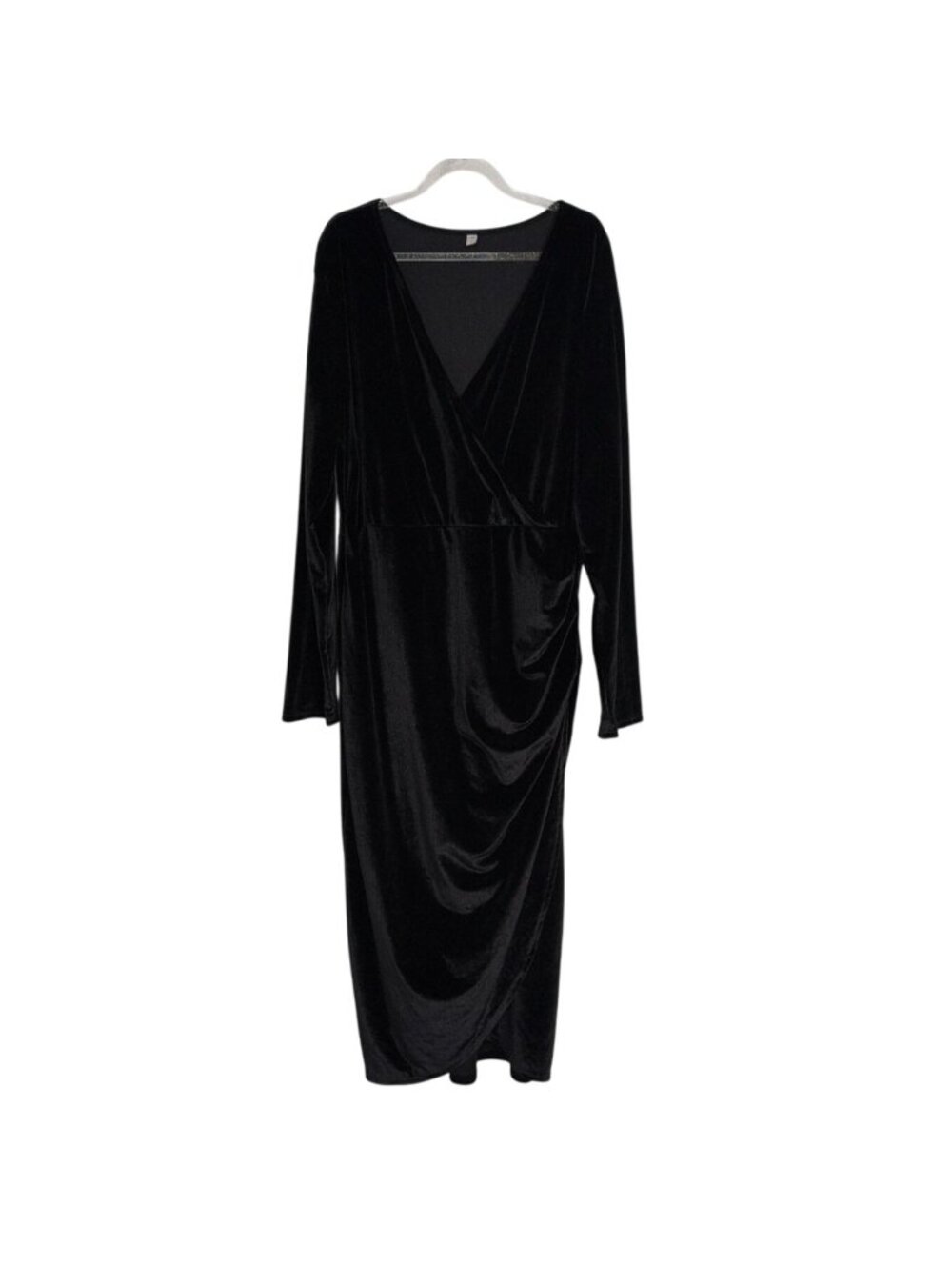 Zomva Velvet Maxi Dress Womens Plus Size 3XL Black Classic Elegant Witchy V Neck